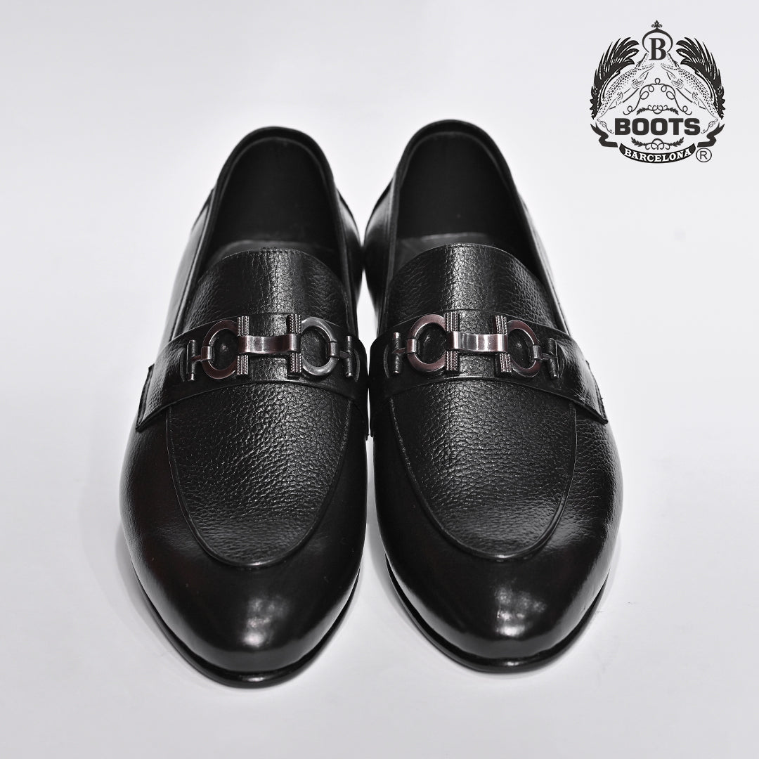 Boots Barcelona Luxury Leather Black Loafers for Men – Formal Slip-On Shoes