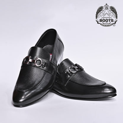 Boots Barcelona Luxury Leather Black Loafers for Men – Formal Slip-On Shoes