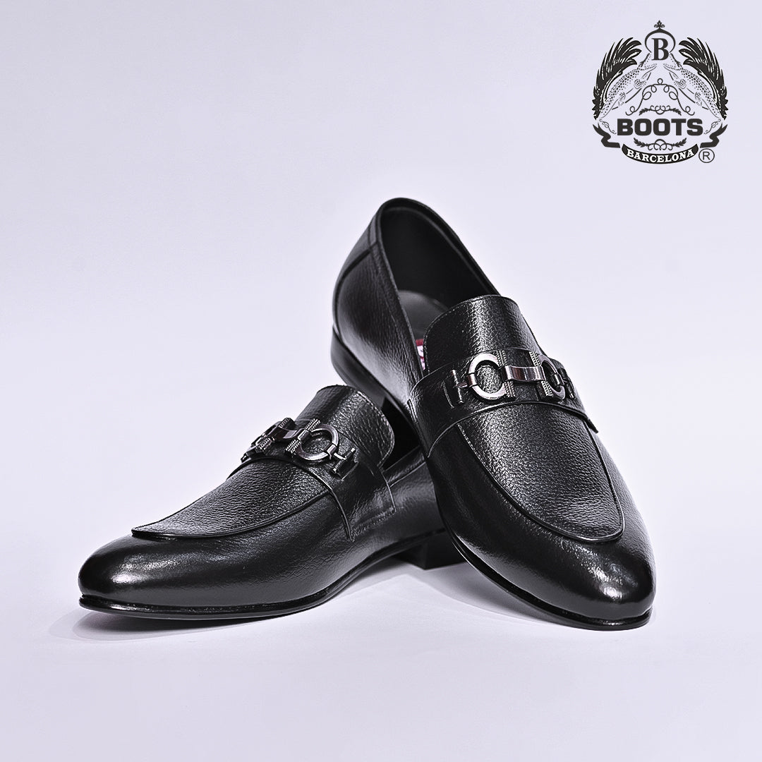 Boots Barcelona Luxury Leather Black Loafers for Men – Formal Slip-On Shoes